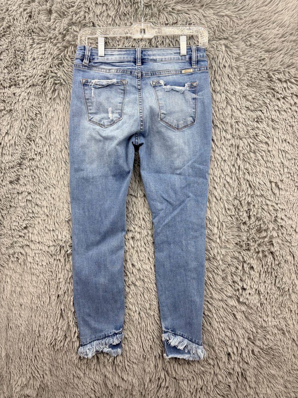 Kancan Jeans Womens 28 Blue Mid Rise Ankle Skinny Nala Frayed Tulip Hem